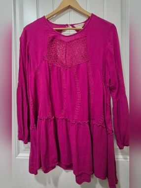 Womens Adiva Rayon Lace Tunic Blouse Size Large